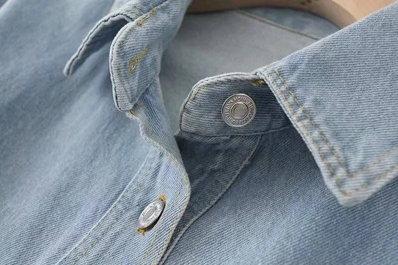 Sweetkama | Ladies Button-Up Pocket Denim Shacket