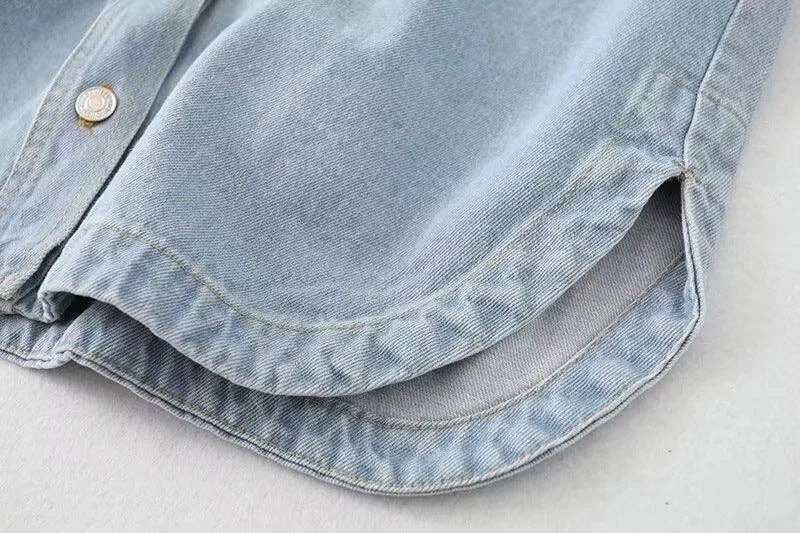 Sweetkama | Ladies Button-Up Pocket Denim Shacket