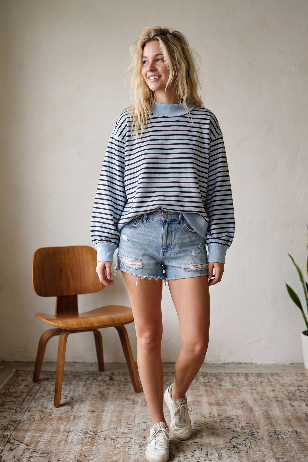 Sewn and Seen | Oversized French Terry Striped Pullover