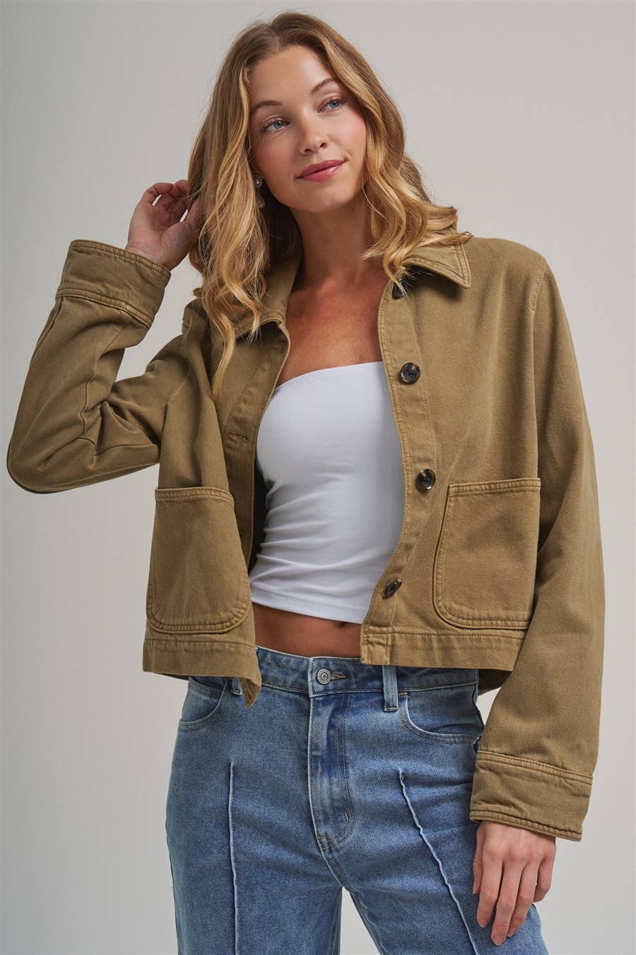 Bon | Cropped Utility Jacket With Patch Pocket