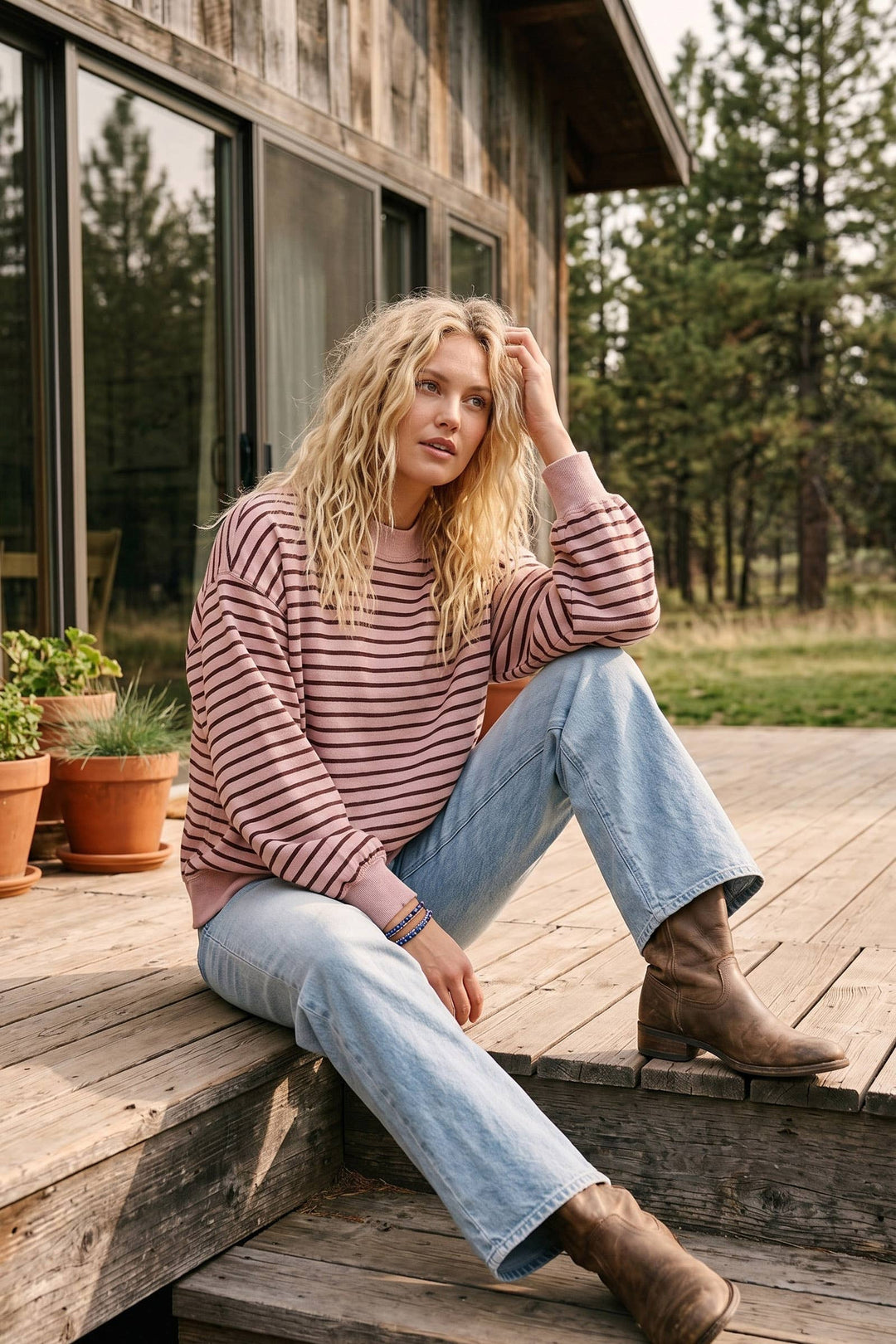 Sewn and Seen | Oversized French Terry Striped Pullover