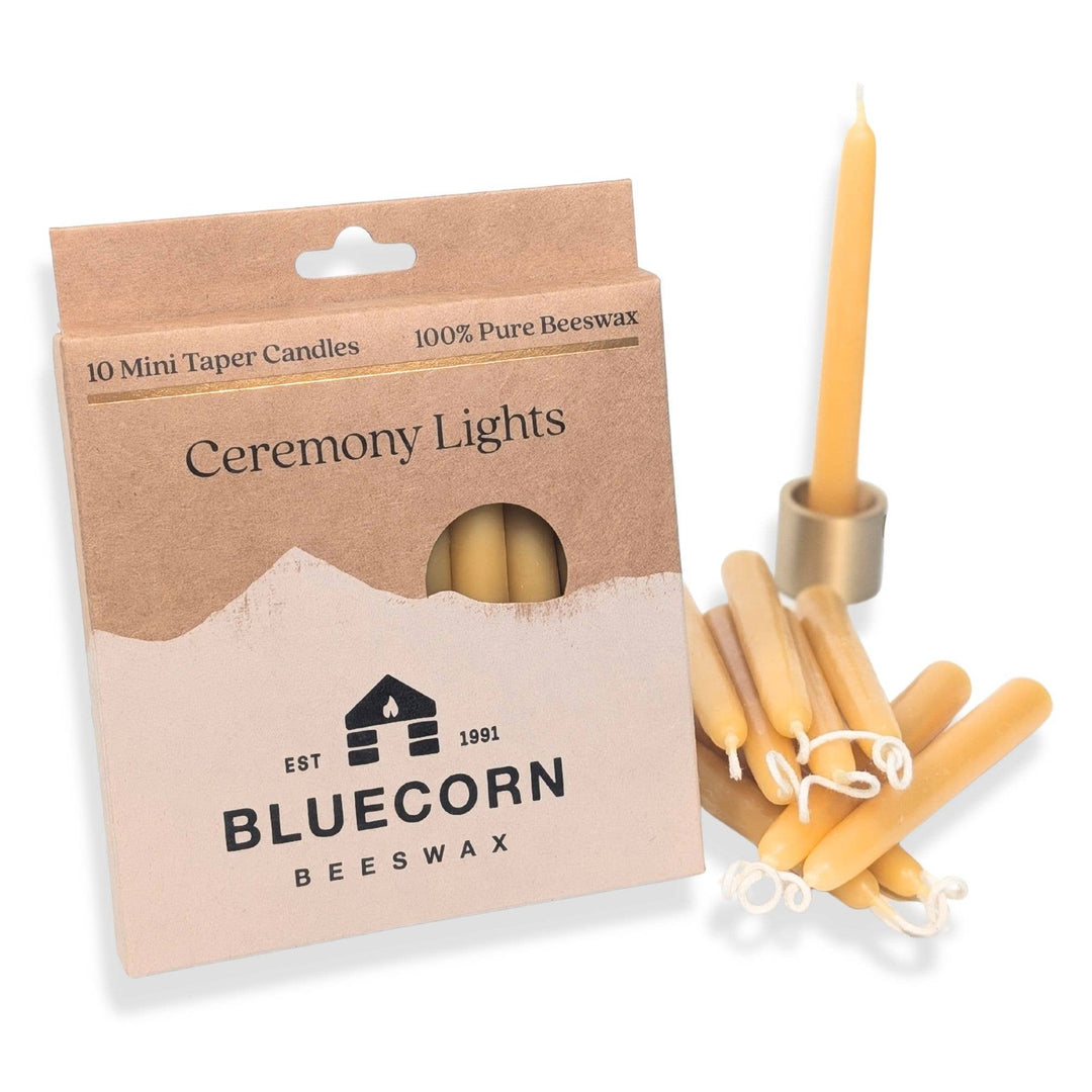 Bluecorn Candles | Mini Beeswax Taper Candles - 10-Pack Chime Candles