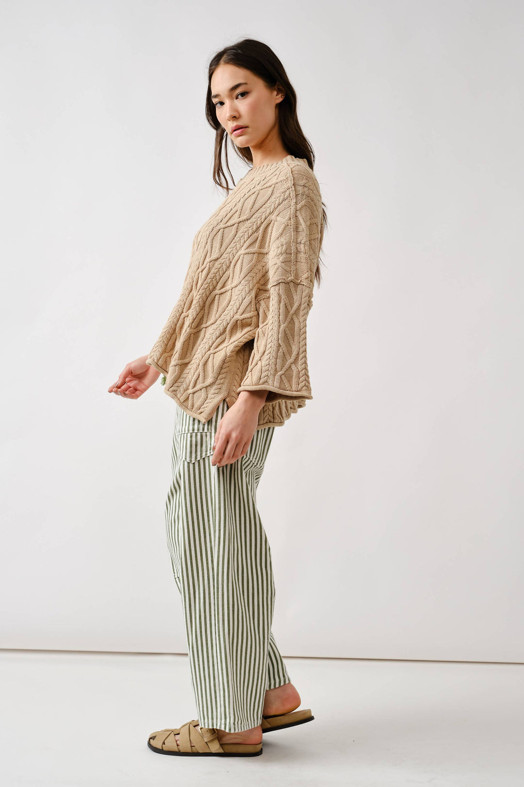 Aaron and Amber | Barrel Denim Pants with Eyelet Waist