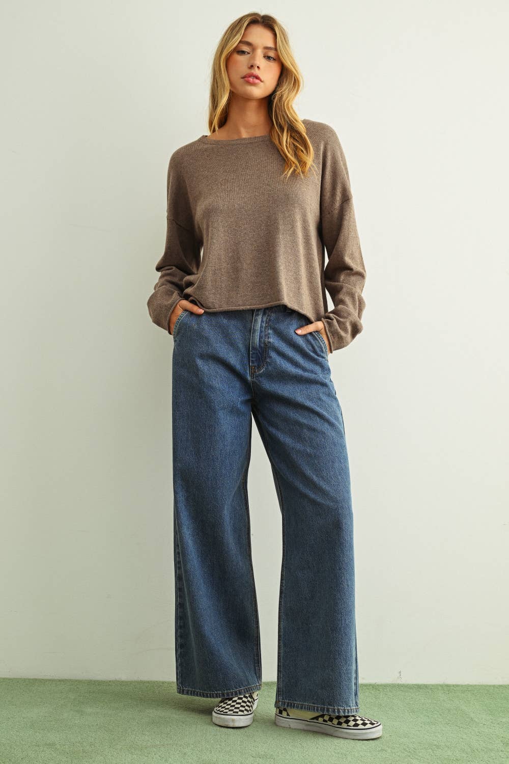 Miou Muse | Essential Short Sleeve Rolled Hem Top