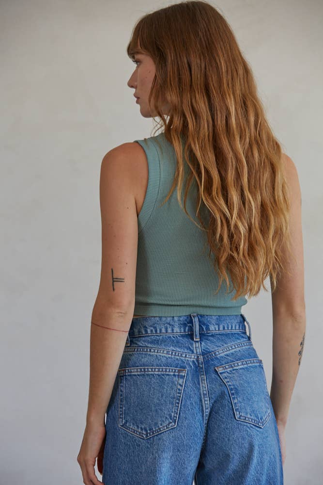 By Together | Knit Seamless Ribbed Round Neck Sleeveless Top