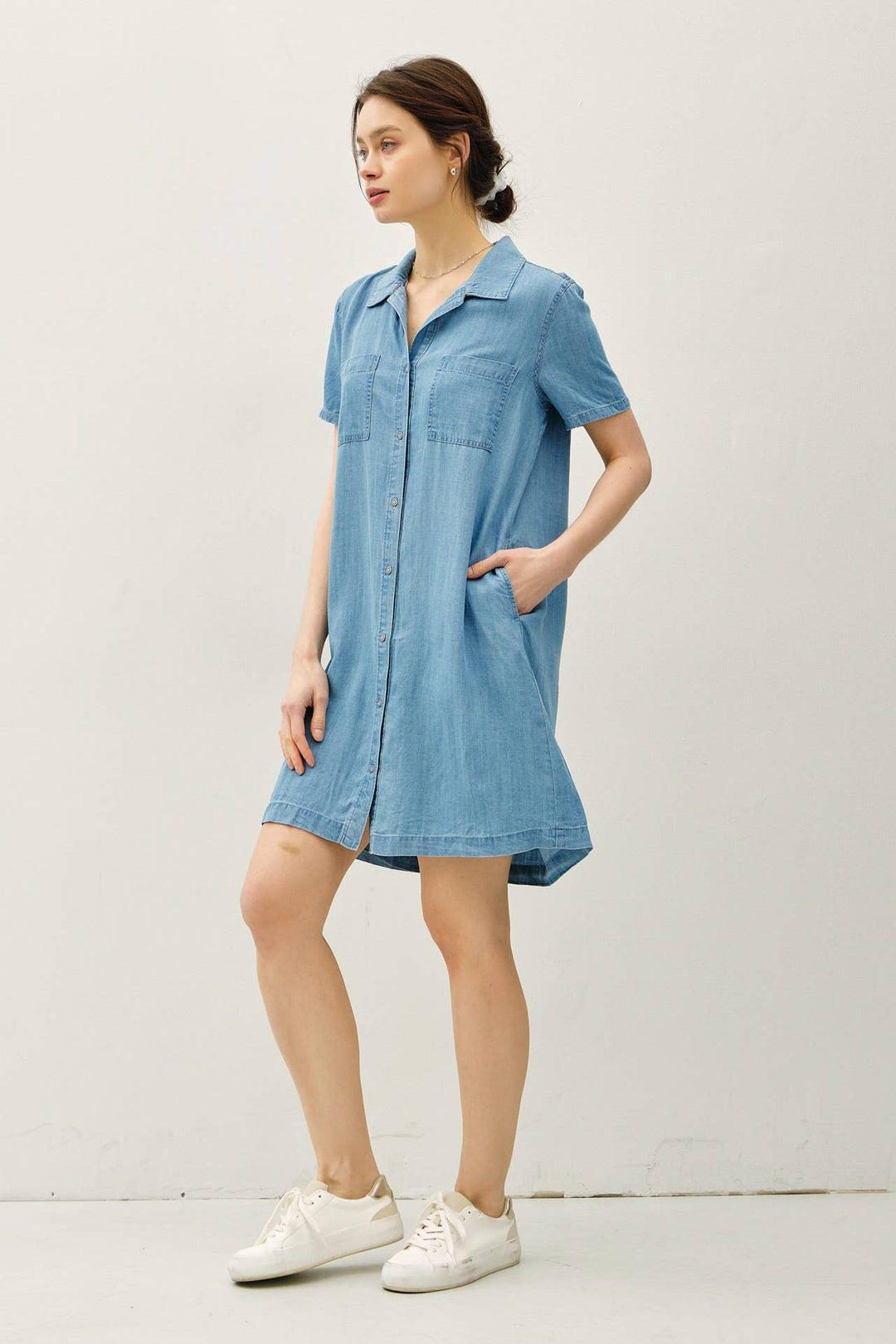 Be Cool | Denim Wash Button Down Dress