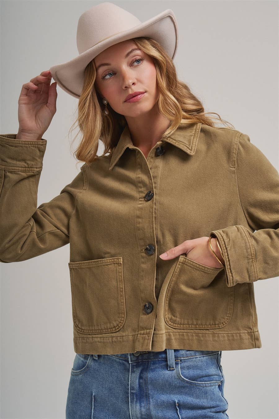 Bon | Cropped Utility Jacket With Patch Pocket