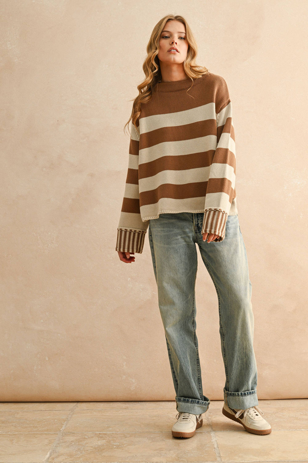 Miou Muse | Mock Neck Cotton Sweater
