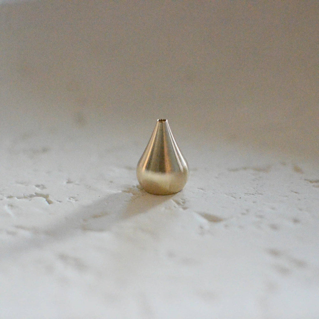 Cedar and Myrrh | Tall Waterdrop Brass Incense Holder