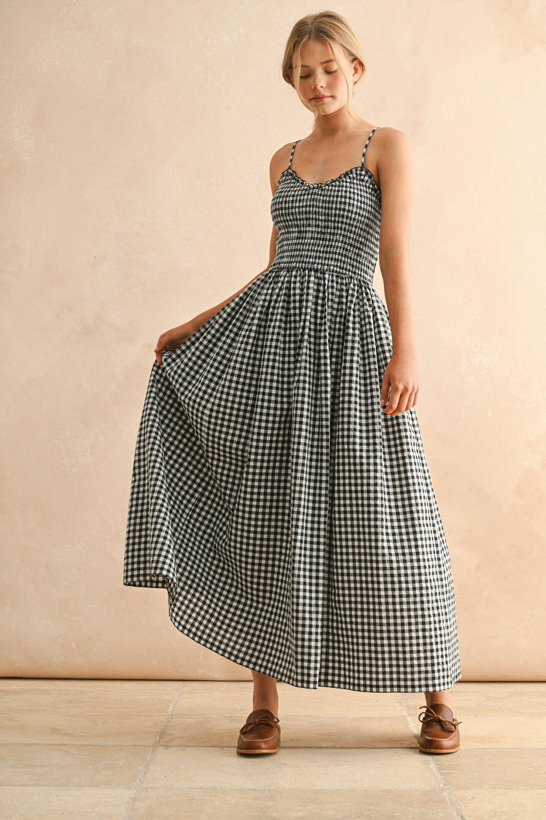 Miou Muse | Gingham Print Midi Dress