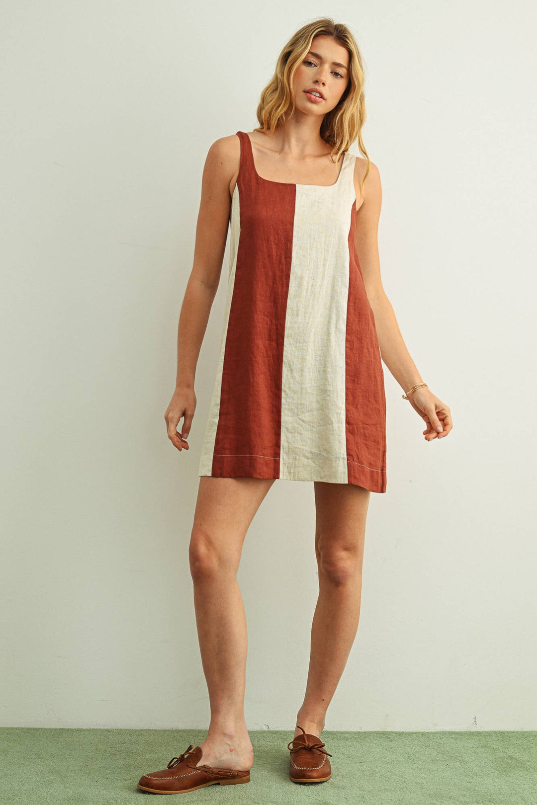 Miou Muse | Block Linen Mini Dress