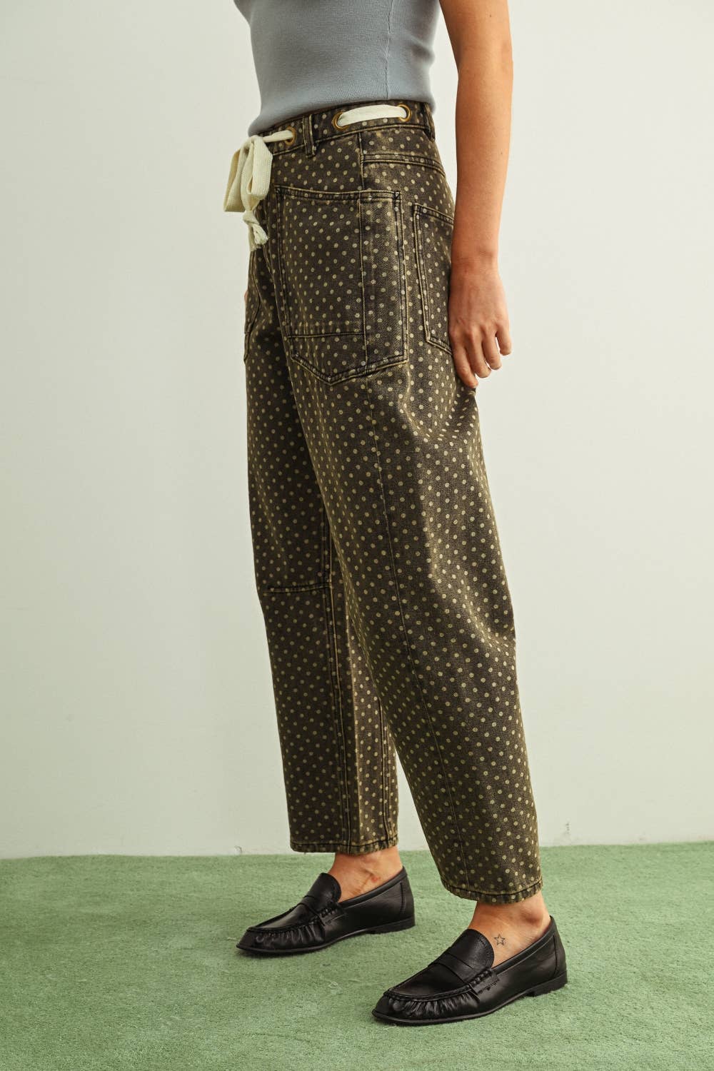 Miou Muse | Polka Dot Printed Barrel Pants