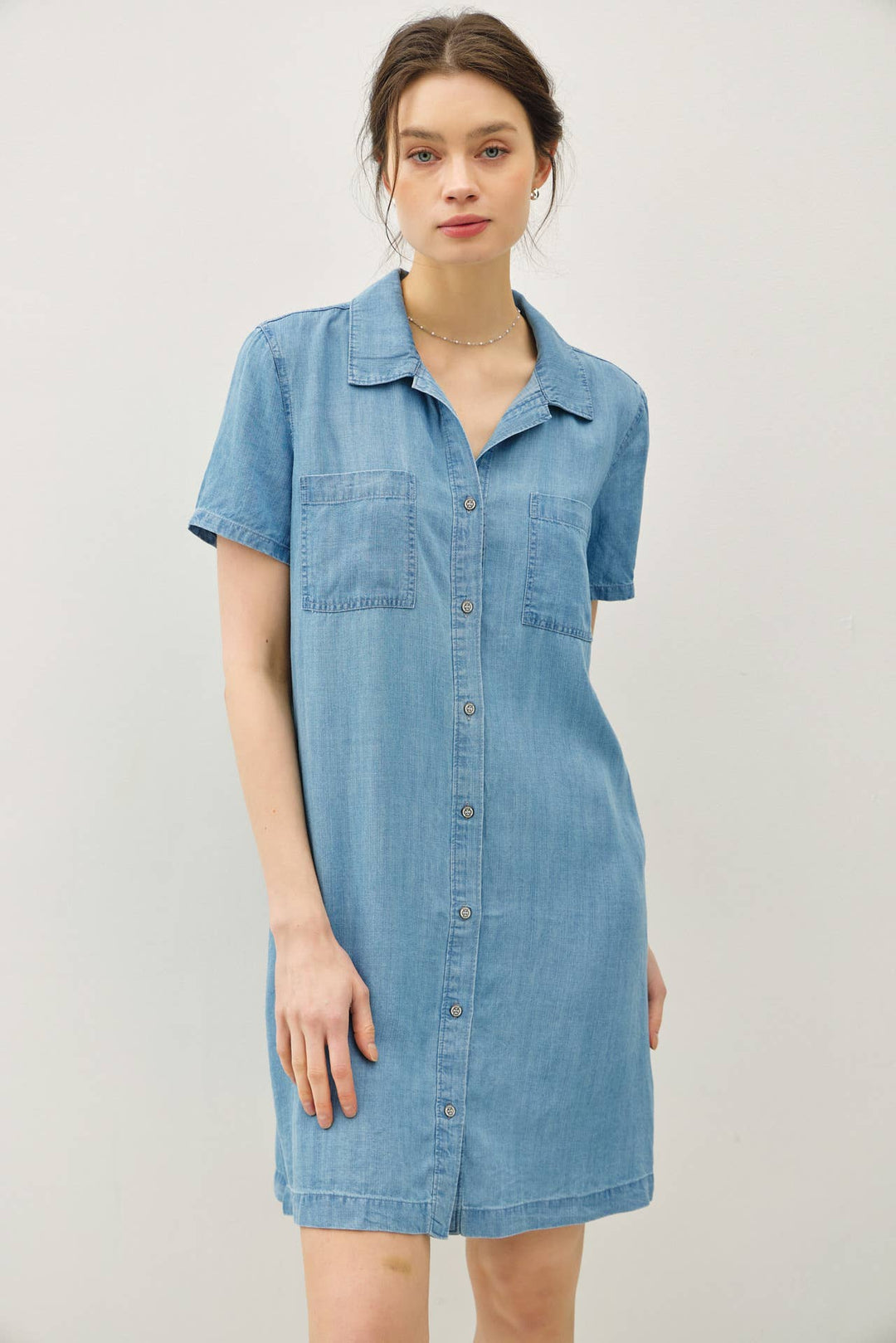 Be Cool | Denim Wash Button Down Dress