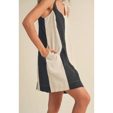 Miou Muse | Block Linen Mini Dress