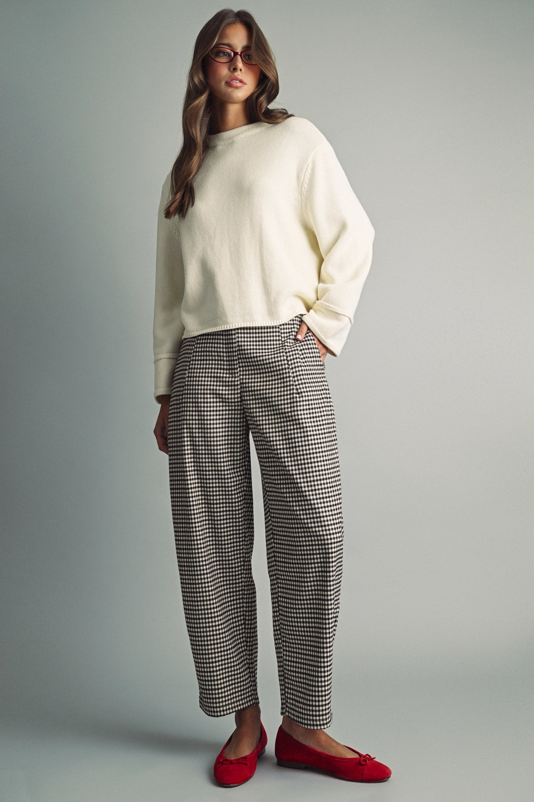Miou Muse | Mock Neck Cotton Sweater
